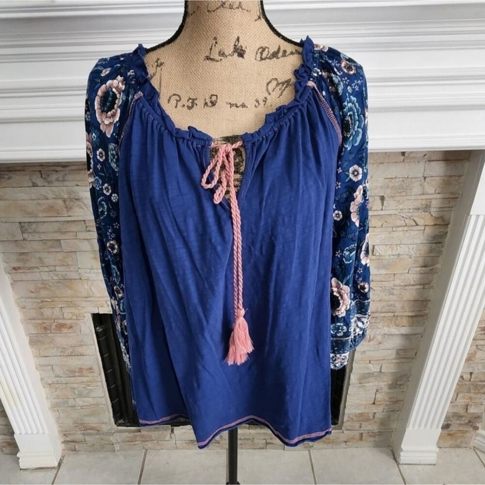 UMGEE‎ floral peasant boho cottage prairie blouse size small